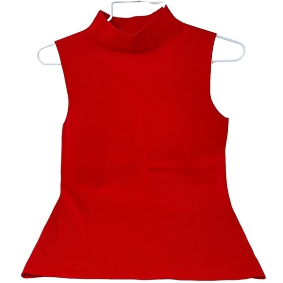 Nine West Women’s Orange Mock Neck Sleeveless Pull On Knit Top Size XS Stretch - Picture 6 of 12